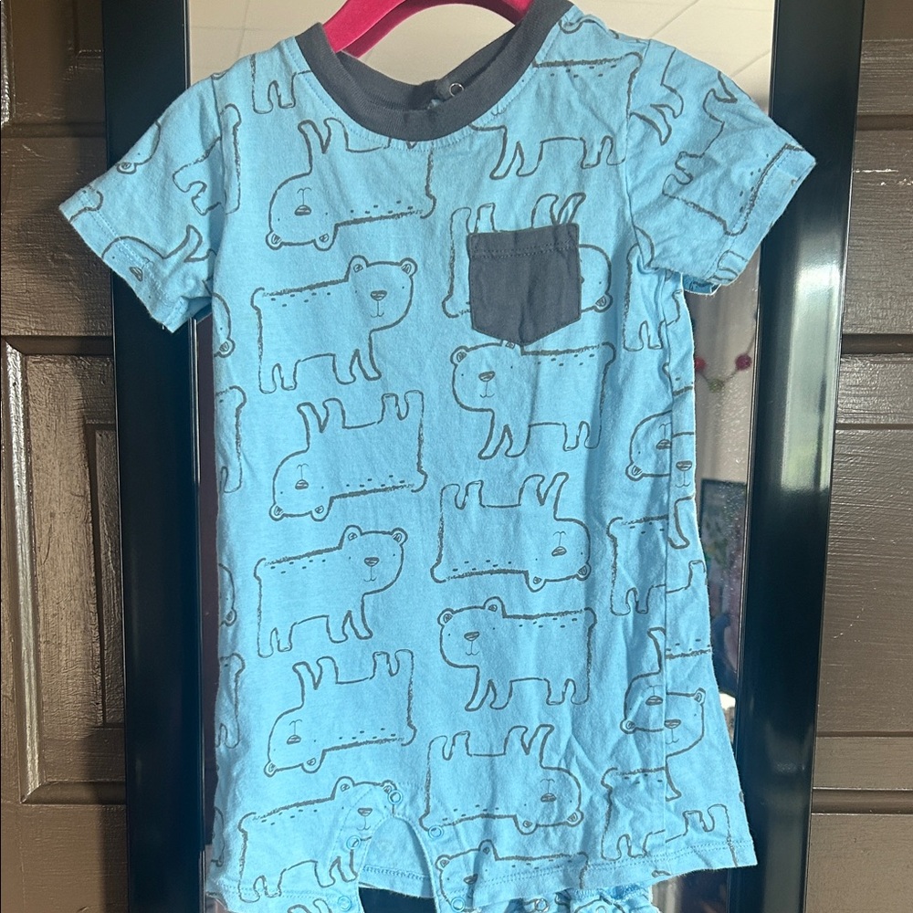 Onesies Blue Dog Print T-Shirt with Pocket; 18 months
